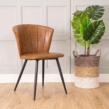 2 x Amalfi Dining Chairs Tan Vintage Leather
