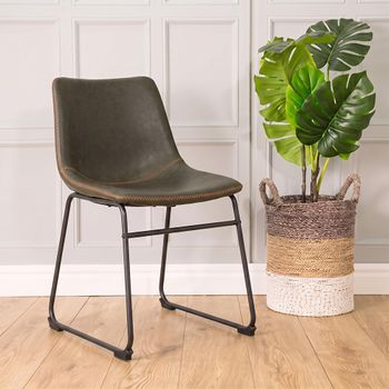 2 x Fremont Dining Chairs Grey Vintage Leather