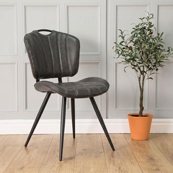 2 x Gustavia Dining Chairs Grey Vintage Leather