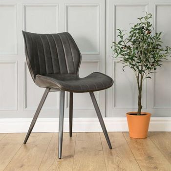 2 x Norwich Dining Chairs Grey Vintage Leather