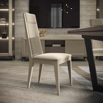 Prestige Italian Beige Fabric High Back Dining Chair