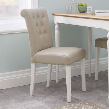 2 x Hampstead Dining Chairs Ivory Bonded Leather