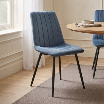 2 x Lucca Blue and Black Fabric Dining Chair