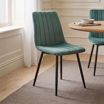 2 x Lucca Green and Black Fabric Dining Chair