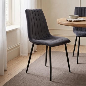 2 x Lucca Grey and Black Fabric Dining Chair