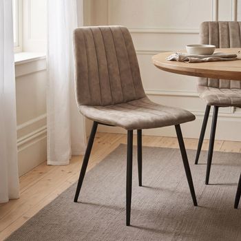 2 x Lucca Mink and Black Fabric Dining Chair