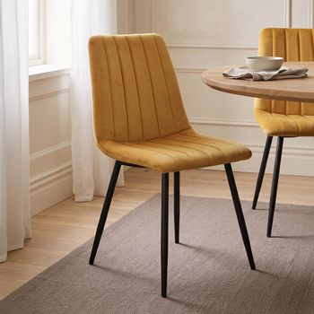 2 x Lucca Yellow and Black Fabric Dining Chair