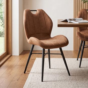 2 x Roma Brown and Black Fabric Curved Back Dining Chair