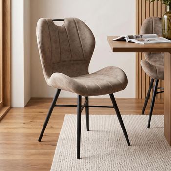 2 x Roma Mink and Black Fabric Curved Back Dining Chair