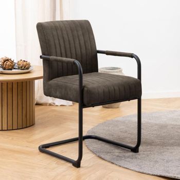 2 x Adele Cantilever Dining Anthracite Fabric Armchair