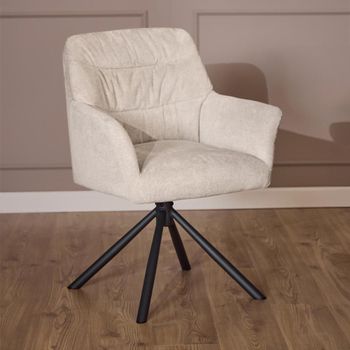 2 x Alonso Swivel Dining Beige Fabric Armchair