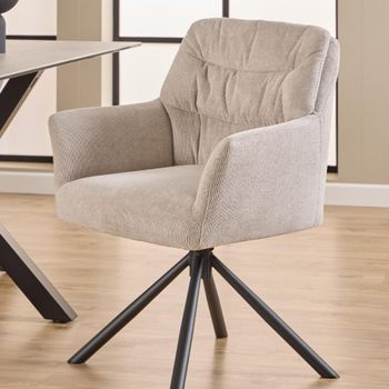 2 x Alonso Dining Cream Fabric Swivel Armchair