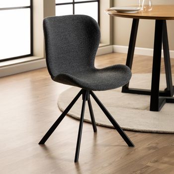 2 x Batilda Swivel Anthracite Boucle Fabric Dining Chair