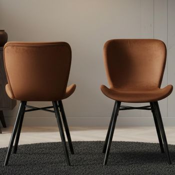 2 x Batilda Copper Velvet Fabric Dining Chair