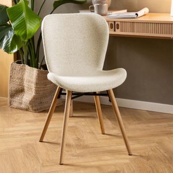 2 x Batilda Cream Boucle Fabric Dining Chair