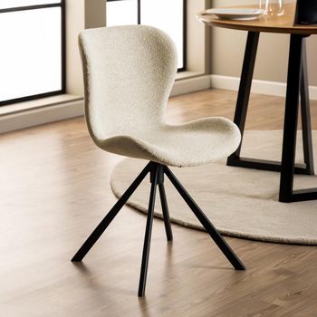 2 x Batilda Swivel Cream Boucle Fabric Dining Chair