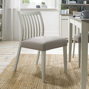 2 x Bergen Dining Low Slatted Back Chairs Grey Bonded Leather