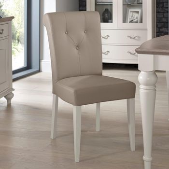 2 x Montreux Dining Chairs Upholstered Grey Bonded Leather Soft Grey