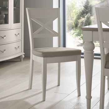 2 x Montreux Dining Chairs X Back Grey Bonded Leather Soft Grey