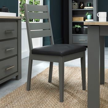 2 x Oakham Dining Chairs Dark Grey Bonded Leather