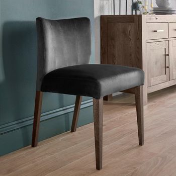 2 x Turin Dining Low Back Chairs Gun Metal Velvet