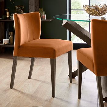 2 x Turin Dining Low Back Chairs Harvest Pumpkin Velvet