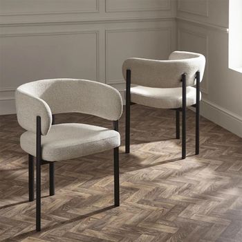 2 x Bolivia Cream Fabric Curved Dining Chair