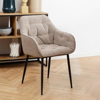 2 x Brooke Dining Beige Boucle Fabric Armchair