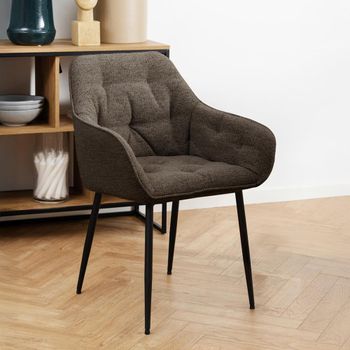 2 x Brooke Dining Taupe Boucle Fabric Armchair