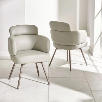 2 x Callisto Taupe Faux Leather Dining Chair