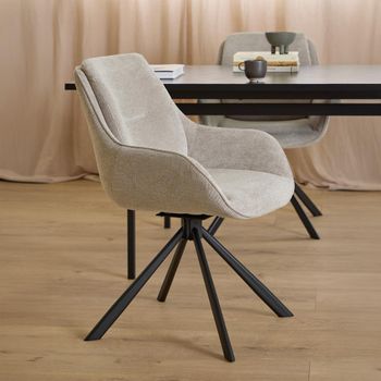 2 x Carrie Swivel Sand Chenille Fabric Dining Chair