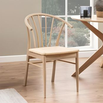 2 x Cassandra Oak Spindle Curved Back Dining Chair
