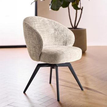 2 x Darlene Swivel Beige Boucle Fabric Dining Chair
