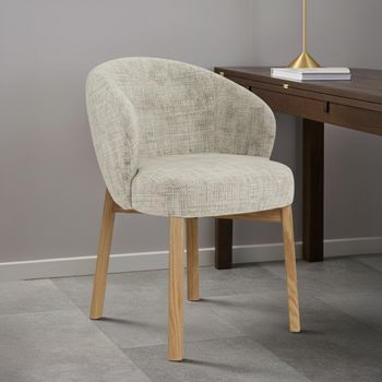 2 x Darlene Beige Fabric Dining Chair with Oak Legs