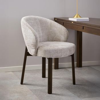 2 x Darlene Beige Fabric Dining Chair with Smoked Legs