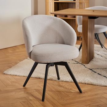 2 x Darlene Swivel Beige Fabric Dining Chair