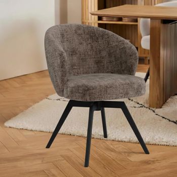 2 x Darlene Swivel Dusty Brown Boucle Fabric Dining Chair