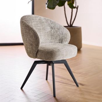 2 x Darlene Swivel Grey Boucle Fabric Dining Chair