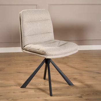 2 x Dean Swivel Beige Fabric Dining Chair
