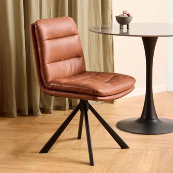 2 x Dean Swivel Retro Brandy Faux Leather Dining Chair
