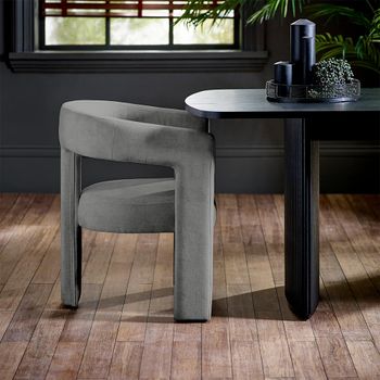 2 x Elara Dining Grey Fabric Armchair