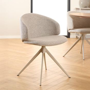 2 x Ella Swivel Beige Boucle Fabric Dining Chair