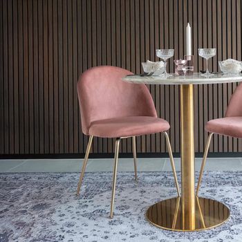2 x Geneve Velvet Fabric Rose Dining Chair with Gold Legs