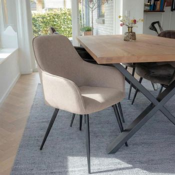 2 x Harbo Beige Fabric Dining Chair