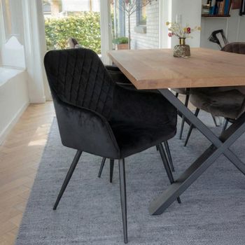 2 x Harbo Black Velvet Fabric Dining Chair