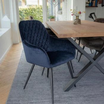 2 x Harbo Blue Velvet Fabric Dining Chair