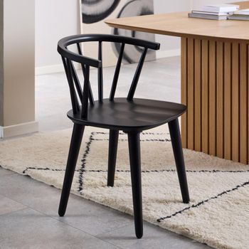 2 x Ida Black Spindle Curved Back Dining Chair