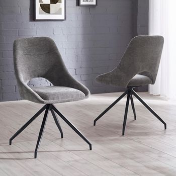 2 x Jonah Swivel Grey Fabric Dining Chair