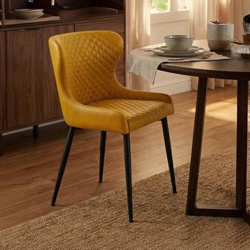 2 x Langley Yellow Fabric Dining Chair