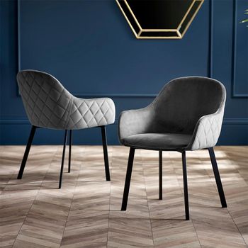 2 x Lima Grey Fabric Dining Chair